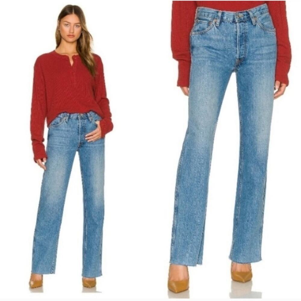 NWT NEW Redone 90s High Rise Loose Jeans Raw Hem